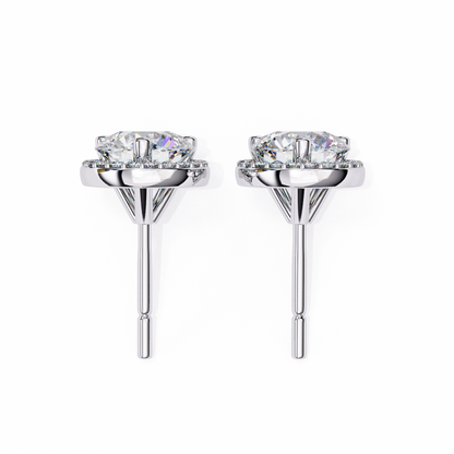 Sparkling 1.95 Ct Lab-Grown Diamond Halo Stud Earrings – 14K/18K Gold