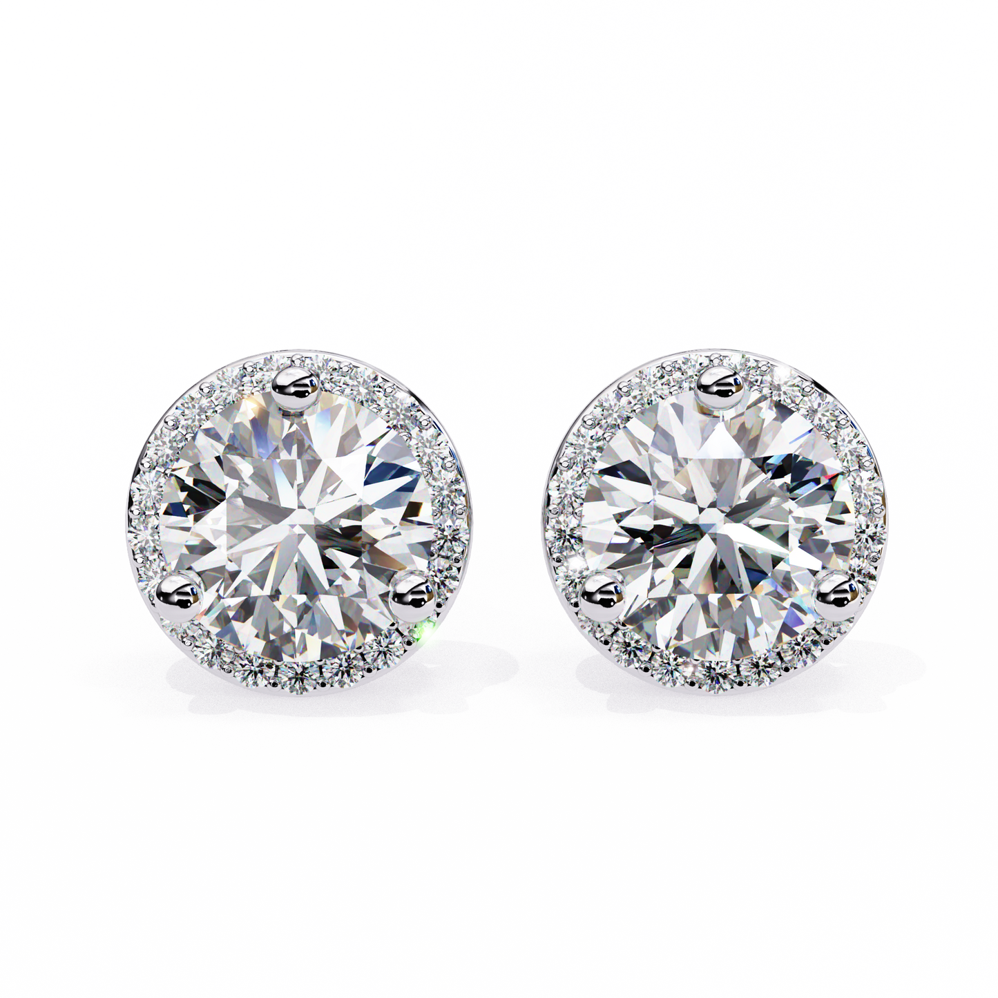 Sparkling 1.95 Ct Lab-Grown Diamond Halo Stud Earrings – 14K/18K Gold