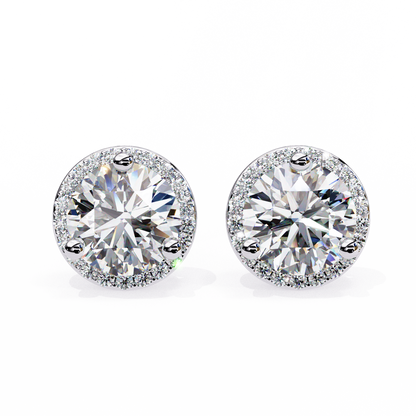 Sparkling 1.95 Ct Lab-Grown Diamond Halo Stud Earrings – 14K/18K Gold