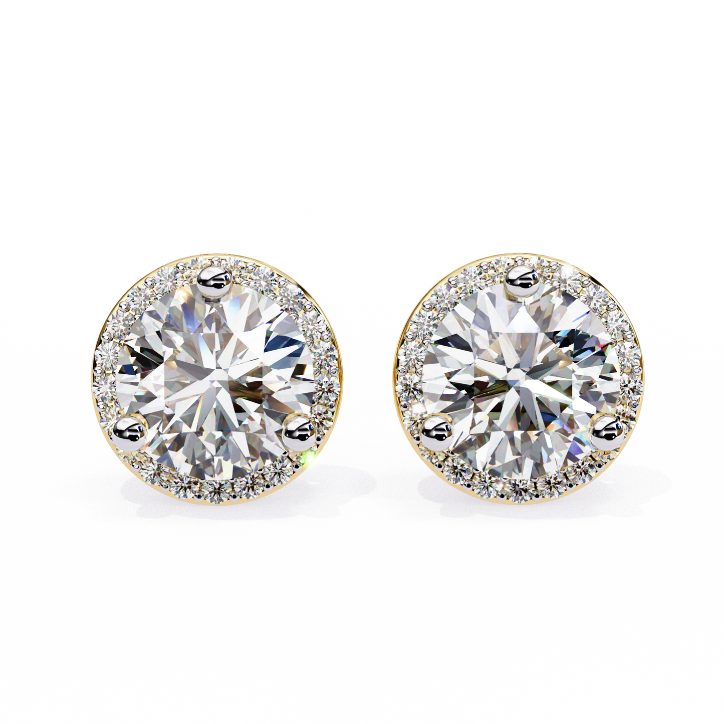 Sparkling 1.95 Ct Lab-Grown Diamond Halo Stud Earrings – 14K/18K Gold