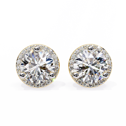 Sparkling 1.95 Ct Lab-Grown Diamond Halo Stud Earrings – 14K/18K Gold