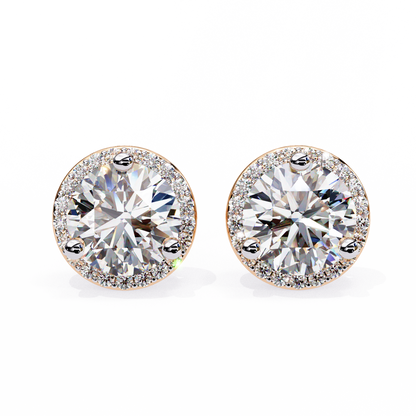 Sparkling 1.95 Ct Lab-Grown Diamond Halo Stud Earrings – 14K/18K Gold
