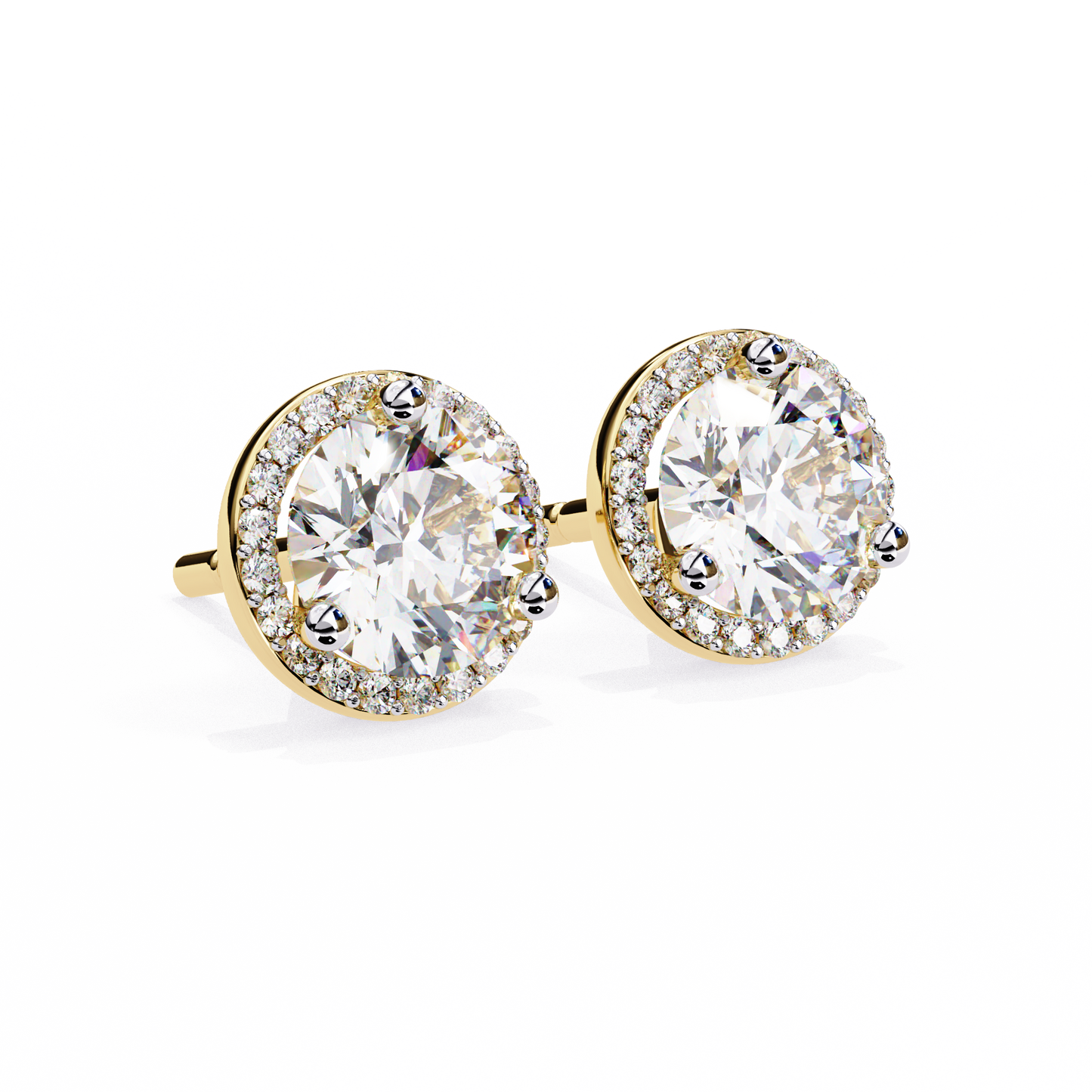 Sparkling 1.95 Ct Lab-Grown Diamond Halo Stud Earrings – 14K/18K Gold