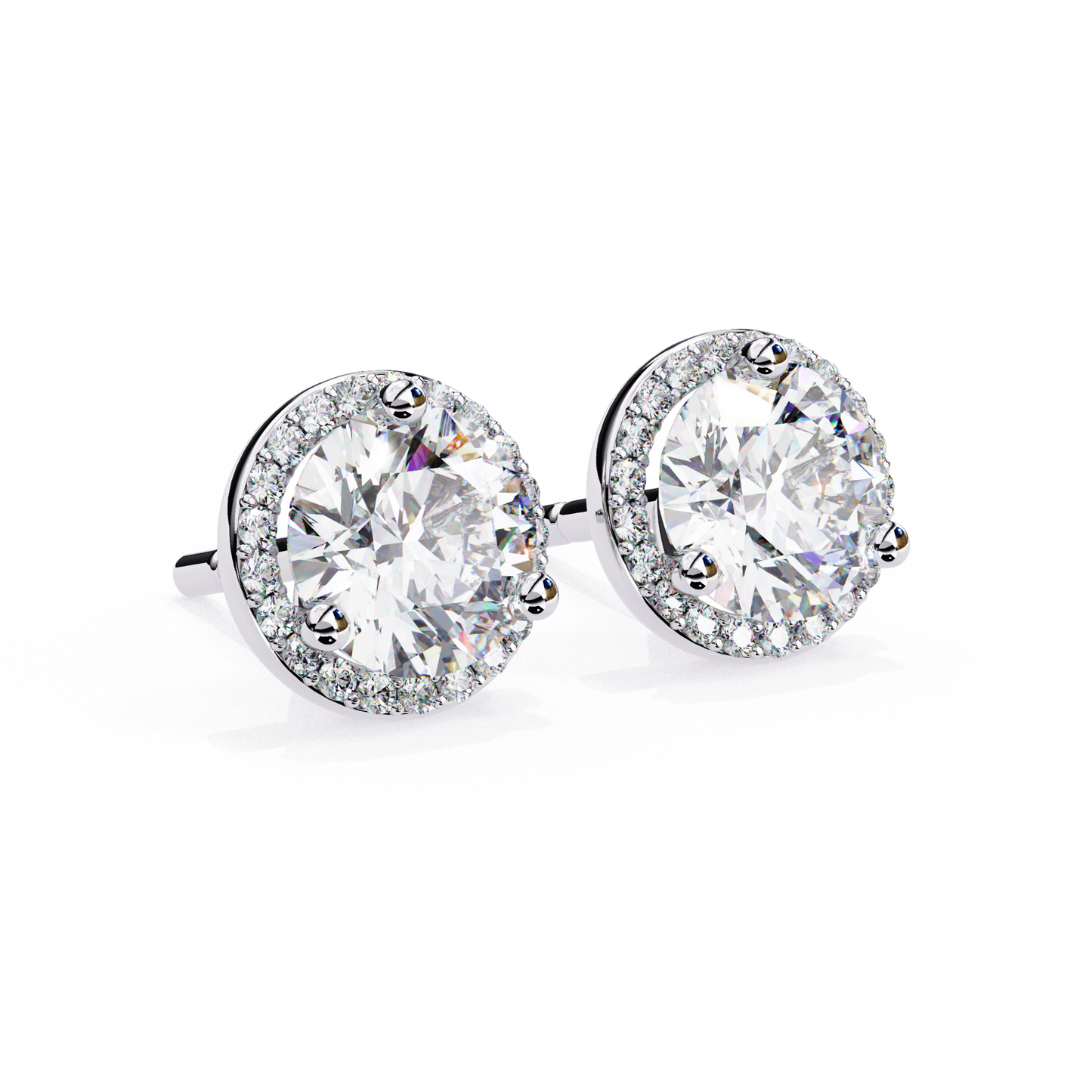 Sparkling 1.95 Ct Lab-Grown Diamond Halo Stud Earrings – 14K/18K Gold