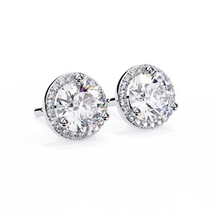 Sparkling 1.95 Ct Lab-Grown Diamond Halo Stud Earrings – 14K/18K Gold