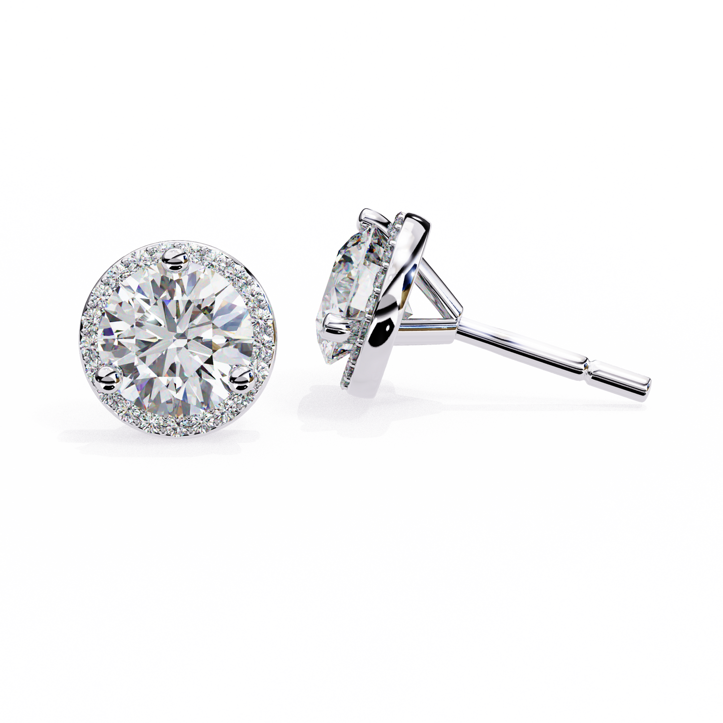 Sparkling 1.95 Ct Lab-Grown Diamond Halo Stud Earrings – 14K/18K Gold