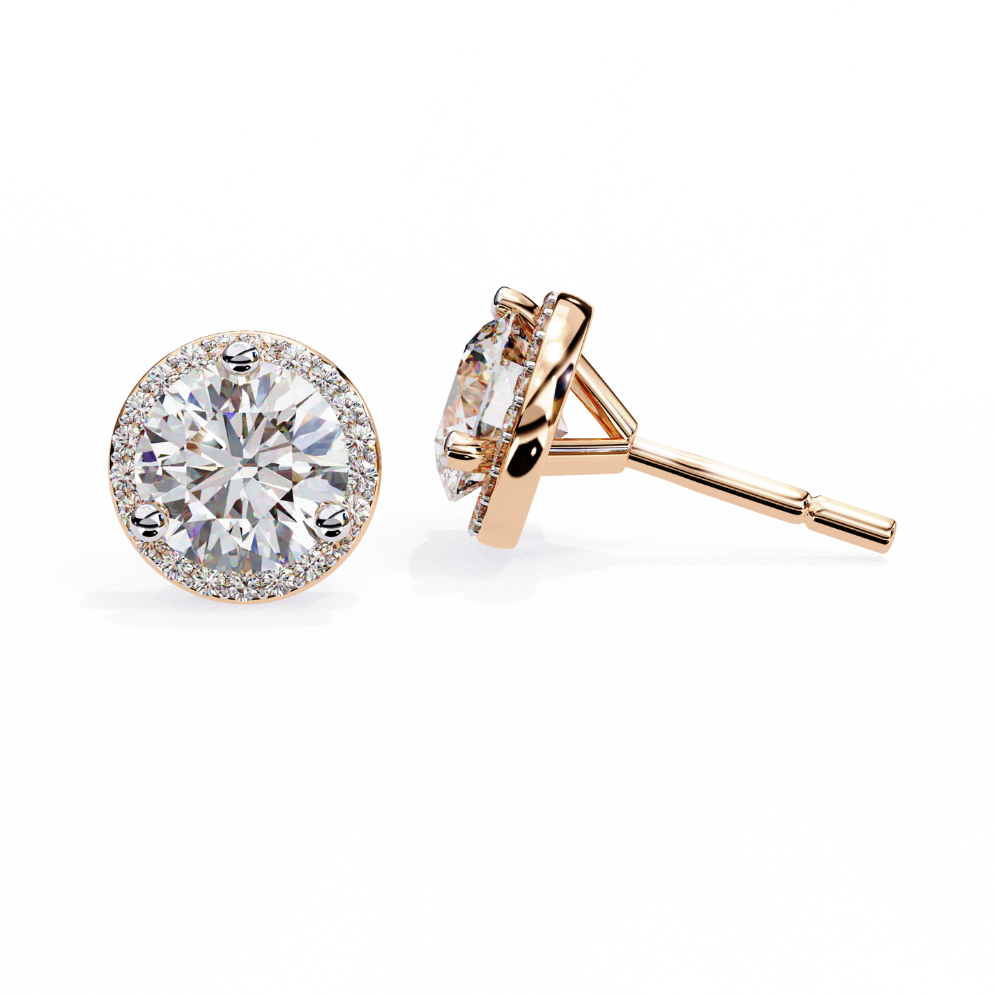 Sparkling 1.95 Ct Lab-Grown Diamond Halo Stud Earrings – 14K/18K Gold