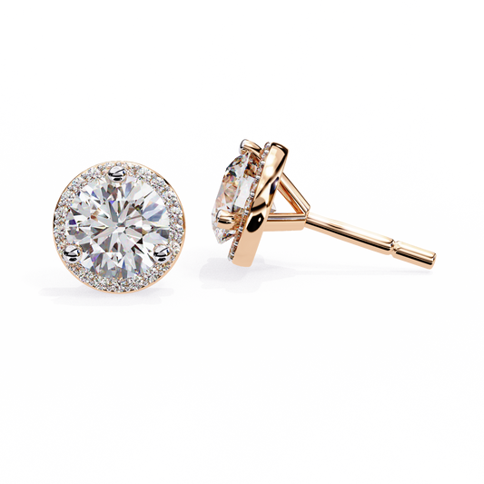 Sparkling 1.95 Ct Lab-Grown Diamond Halo Stud Earrings – 14K/18K Gold