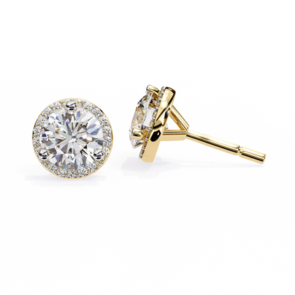 Sparkling 1.95 Ct Lab-Grown Diamond Halo Stud Earrings – 14K/18K Gold