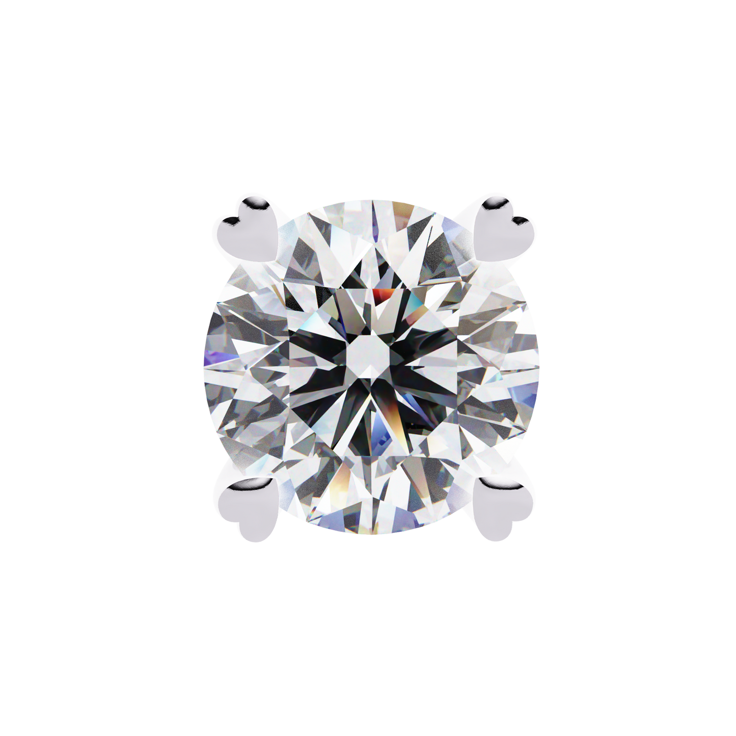 Heart Basket Lab‑Grown Diamond Studs – 2.57 Ct Round, 4‑Prong Gold Elegance