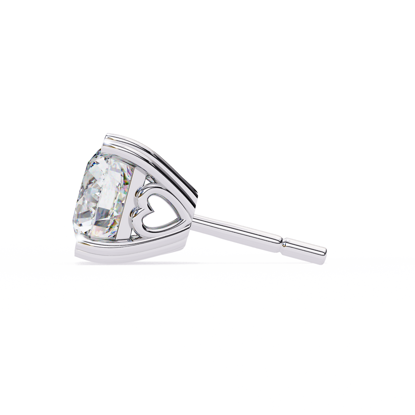 Heart Basket Lab‑Grown Diamond Studs – 2.57 Ct Round, 4‑Prong Gold Elegance