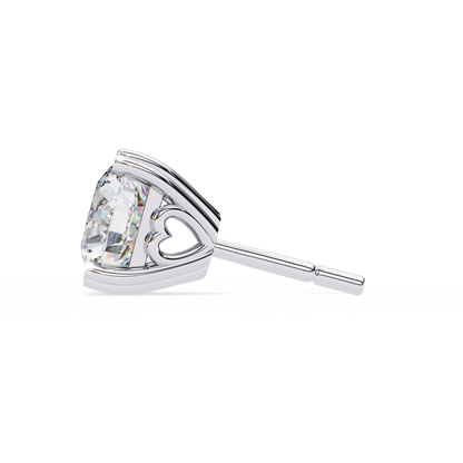 Heart Basket Lab‑Grown Diamond Studs – 2.57 Ct Round, 4‑Prong Gold Elegance