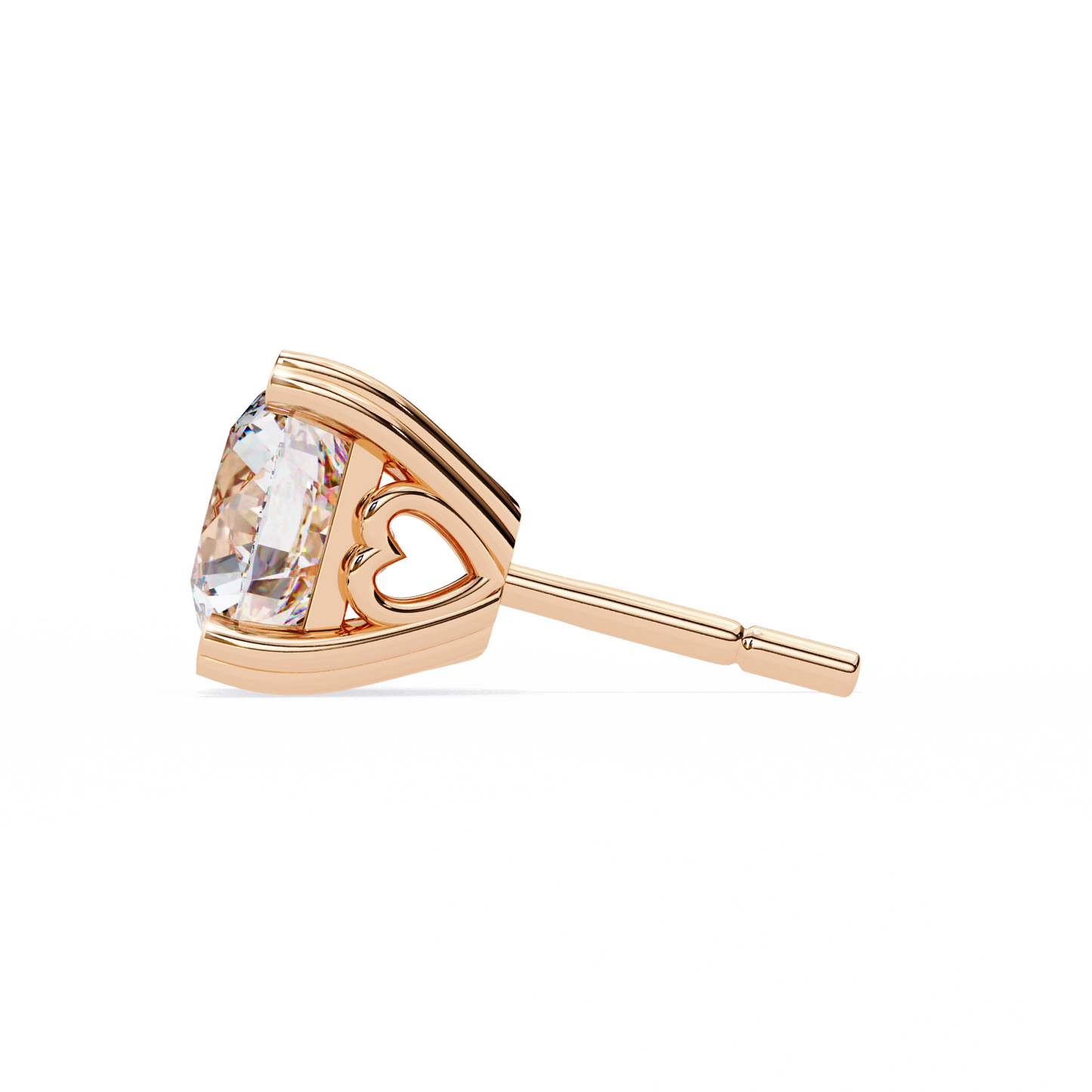 Heart Basket Lab‑Grown Diamond Studs – 2.57 Ct Round, 4‑Prong Gold Elegance