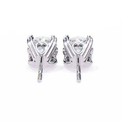 Heart Basket Lab‑Grown Diamond Studs – 2.57 Ct Round, 4‑Prong Gold Elegance