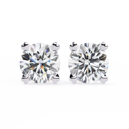 Heart Basket Lab‑Grown Diamond Studs – 2.57 Ct Round, 4‑Prong Gold Elegance