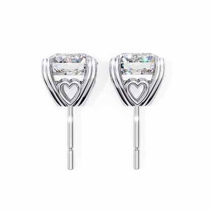 Heart Basket Lab‑Grown Diamond Studs – 2.57 Ct Round, 4‑Prong Gold Elegance