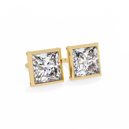 Elegant Bezel Princess Solitaire Earrings – 1.77 Ct Lab‑Grown diamond Brilliance
