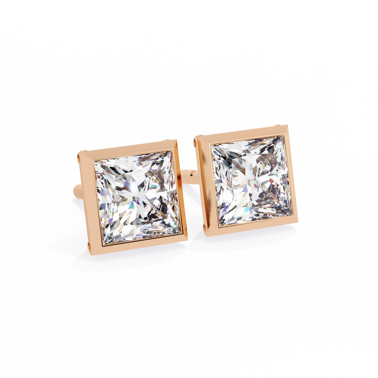 Elegant Bezel Princess Solitaire Earrings – 1.77 Ct Lab‑Grown diamond Brilliance