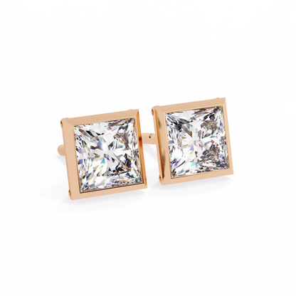 Elegant Bezel Princess Solitaire Earrings – 1.77 Ct Lab‑Grown diamond Brilliance