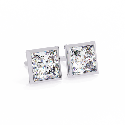 Elegant Bezel Princess Solitaire Earrings – 1.77 Ct Lab‑Grown diamond Brilliance
