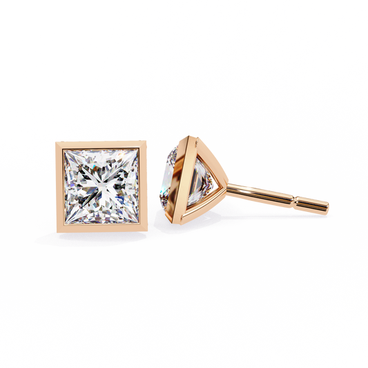 Elegant Bezel Princess Solitaire Earrings – 1.77 Ct Lab‑Grown diamond Brilliance