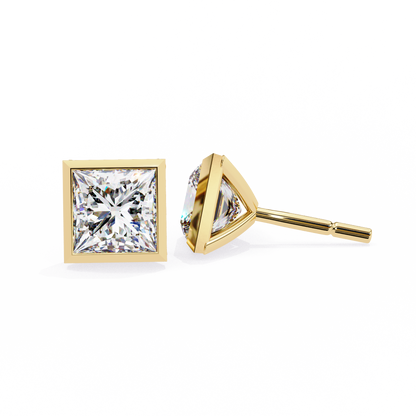 Elegant Bezel Princess Solitaire Earrings – 1.77 Ct Lab‑Grown diamond Brilliance