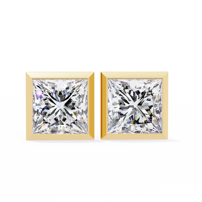 Elegant Bezel Princess Solitaire Earrings – 1.77 Ct Lab‑Grown diamond Brilliance