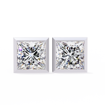 Elegant Bezel Princess Solitaire Earrings – 1.77 Ct Lab‑Grown diamond Brilliance