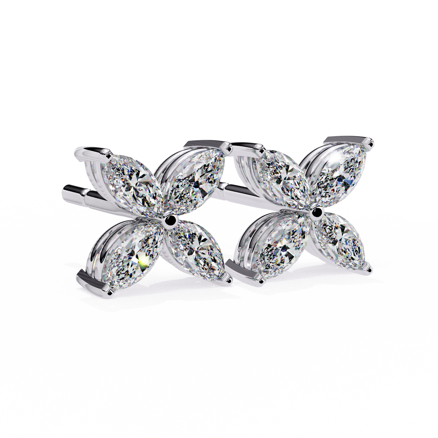 0.88 Ct Dainty Flower Marquise Cut Lab grown Diamond Stud Earrings