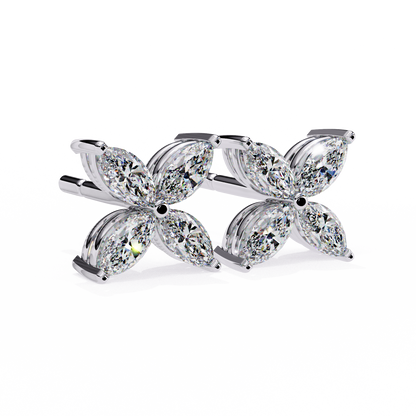 0.88 Ct Dainty Flower Marquise Cut Lab grown Diamond Stud Earrings