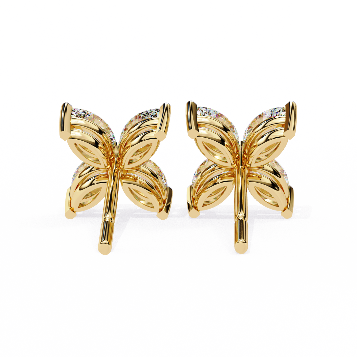 0.88 Ct Dainty Flower Marquise Cut Lab grown Diamond Stud Earrings