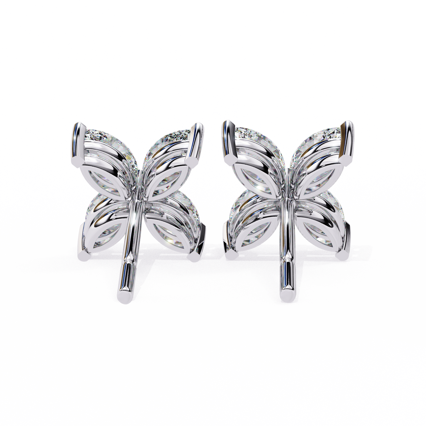 0.88 Ct Dainty Flower Marquise Cut Lab grown Diamond Stud Earrings