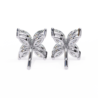 0.88 Ct Dainty Flower Marquise Cut Lab grown Diamond Stud Earrings