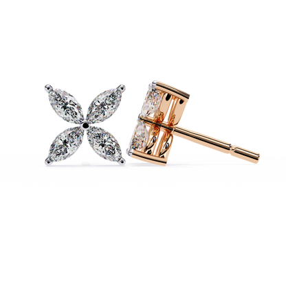 0.88 Ct Dainty Flower Marquise Cut Lab grown Diamond Stud Earrings