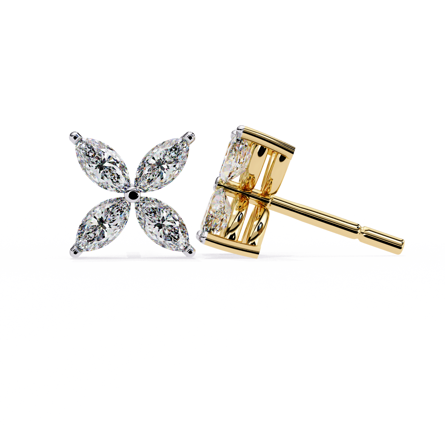 0.88 Ct Dainty Flower Marquise Cut Lab grown Diamond Stud Earrings