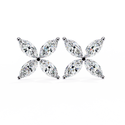 0.88 Ct Dainty Flower Marquise Cut Lab grown Diamond Stud Earrings