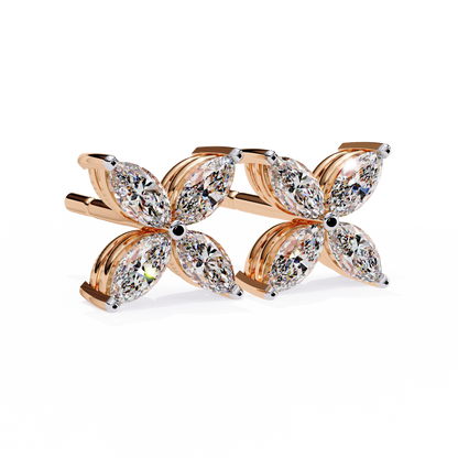 0.88 Ct Dainty Flower Marquise Cut Lab grown Diamond Stud Earrings