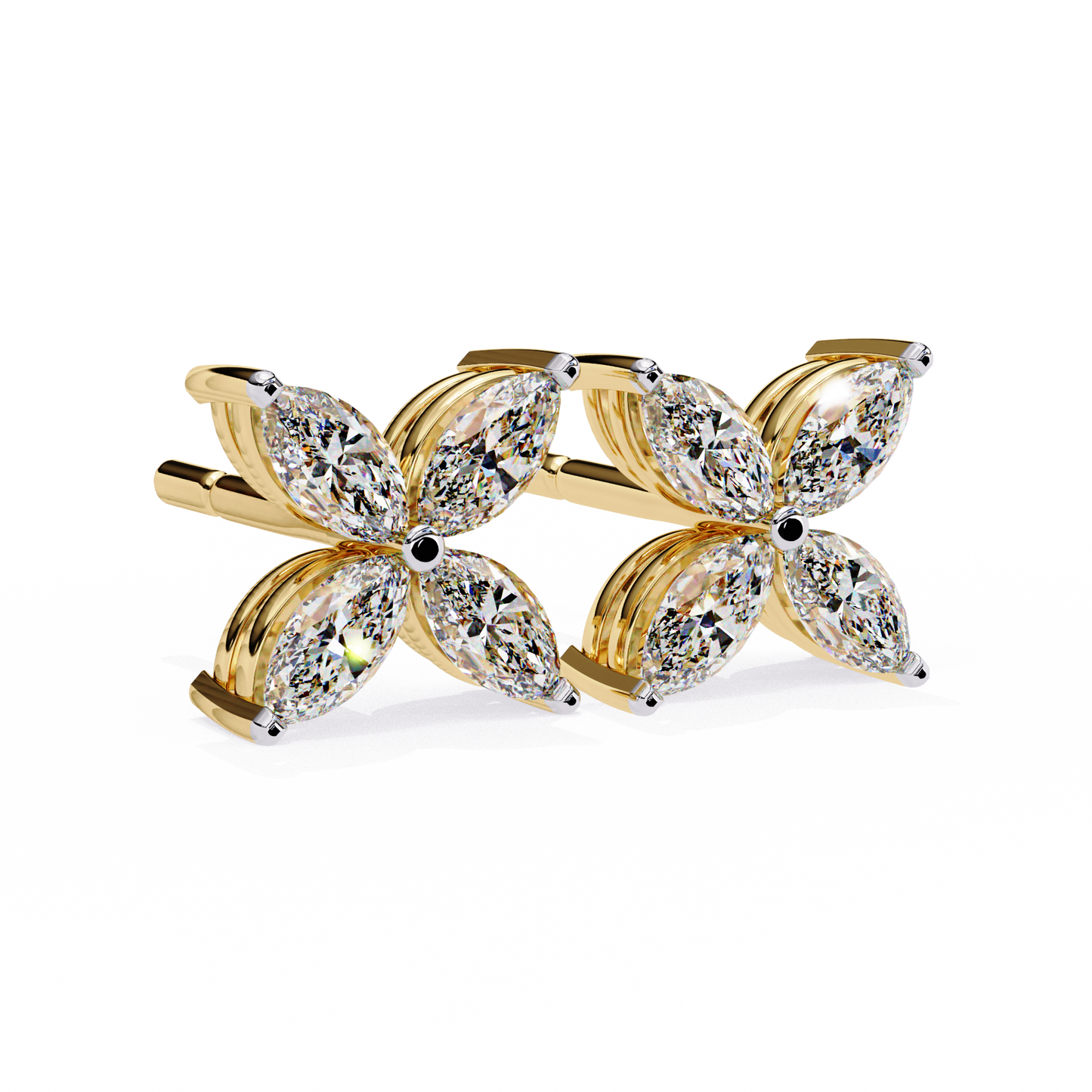 0.88 Ct Dainty Flower Marquise Cut Lab grown Diamond Stud Earrings