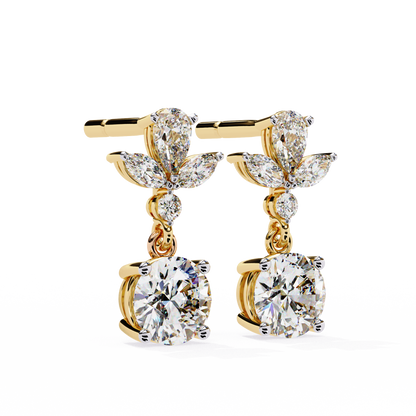 1.16 Ct Round Lab Grown Diamond Dangle Drop Earrings