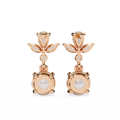1.16 Ct Round Lab Grown Diamond Dangle Drop Earrings