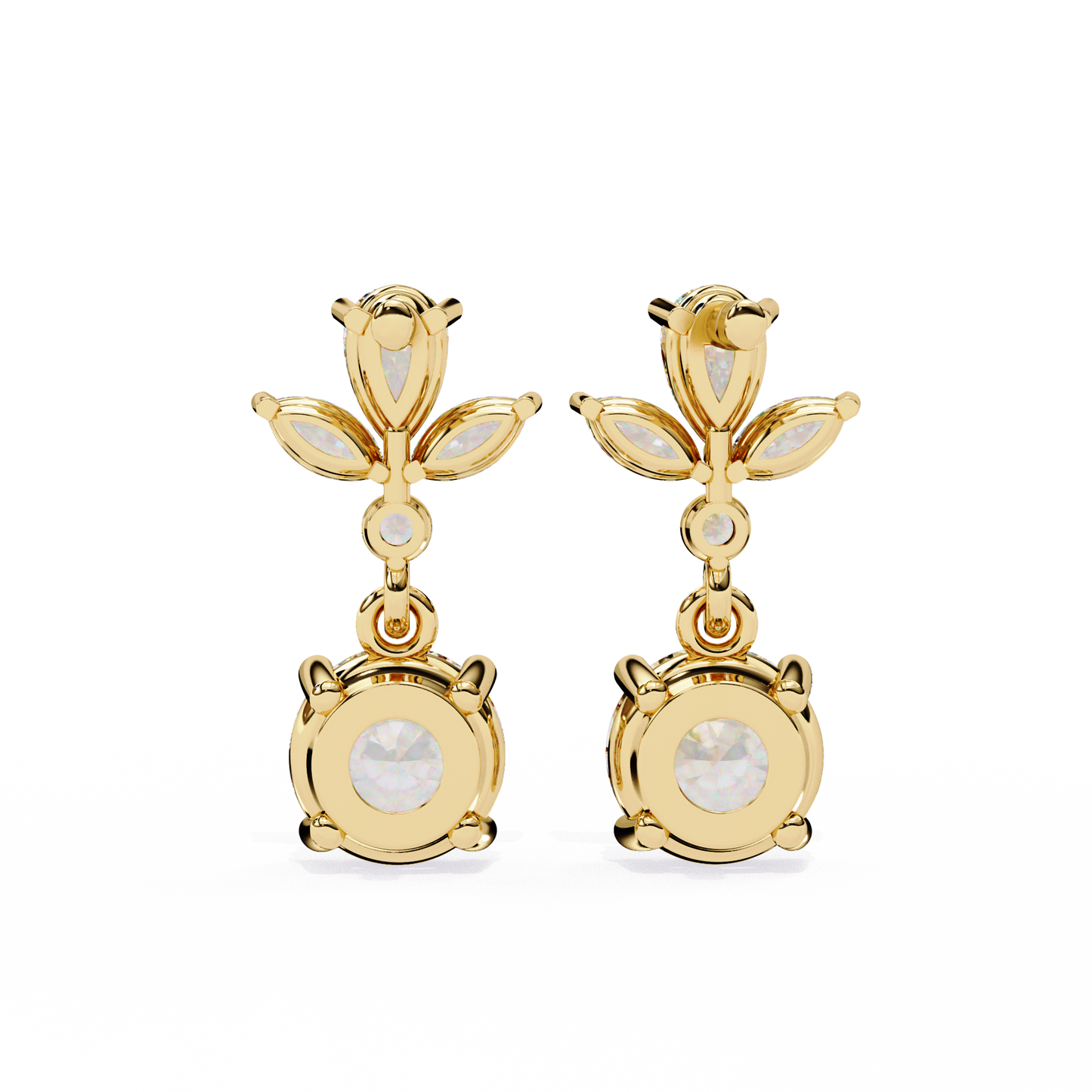 1.16 Ct Round Lab Grown Diamond Dangle Drop Earrings