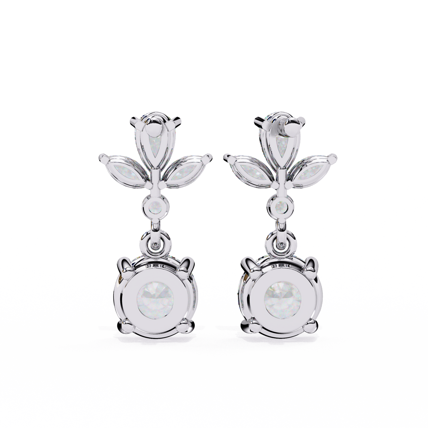 1.16 Ct Round Lab Grown Diamond Dangle Drop Earrings
