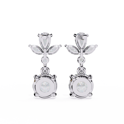 1.16 Ct Round Lab Grown Diamond Dangle Drop Earrings