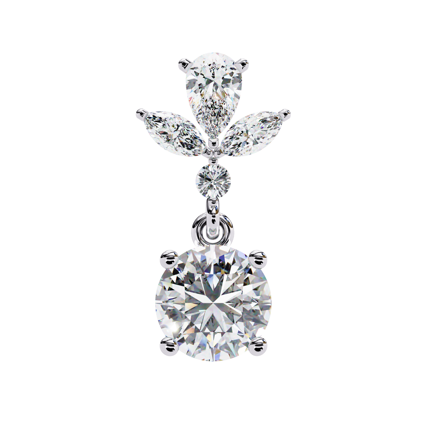 1.16 Ct Round Lab Grown Diamond Dangle Drop Earrings