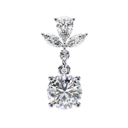 1.16 Ct Round Lab Grown Diamond Dangle Drop Earrings