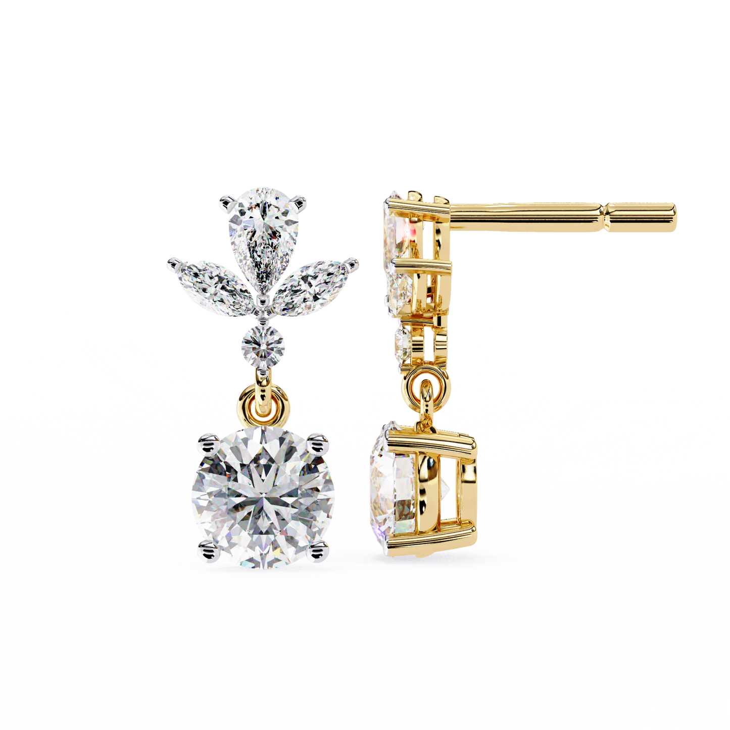 1.16 Ct Round Lab Grown Diamond Dangle Drop Earrings