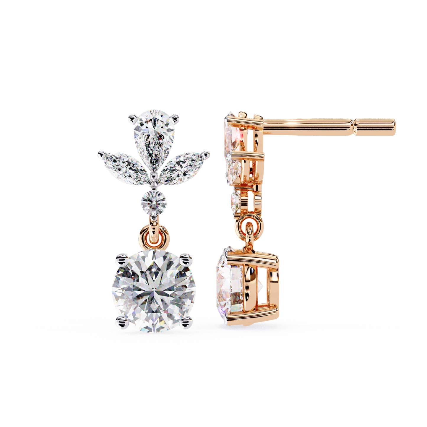 1.16 Ct Round Lab Grown Diamond Dangle Drop Earrings
