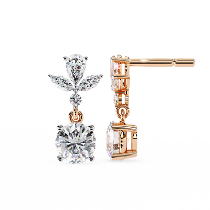 1.16 Ct Round Lab Grown Diamond Dangle Drop Earrings