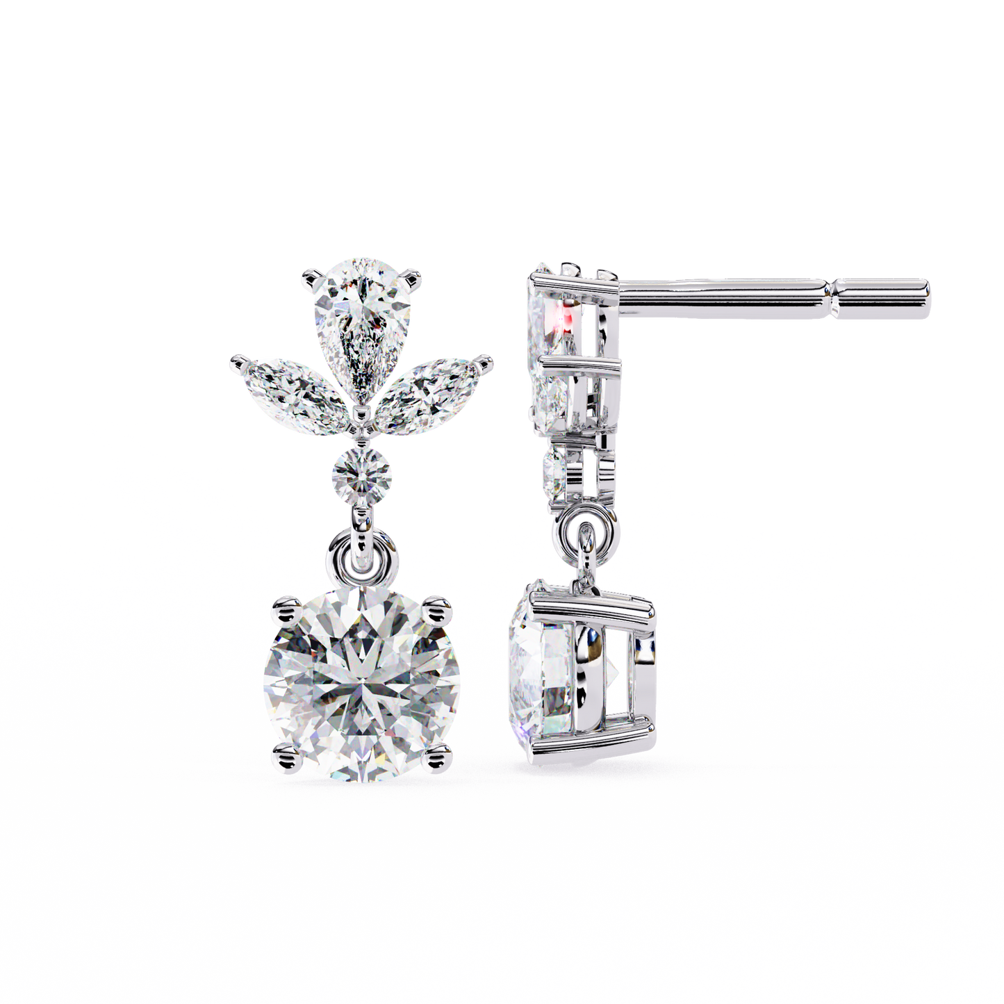 1.16 Ct Round Lab Grown Diamond Dangle Drop Earrings