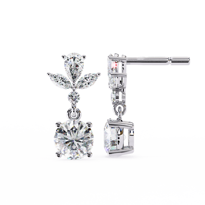 1.16 Ct Round Lab Grown Diamond Dangle Drop Earrings
